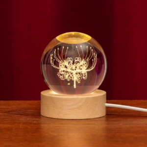 Spider Lily Night Light,  3d Art Crystal Ball Glass Night Light Table Lamp for Display
