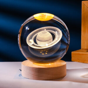 saturn planet Crystal Ball Glass Night Light Table Lamp for Room Display